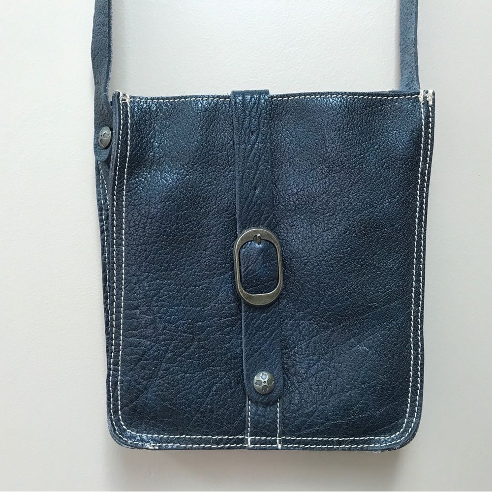 Patricia Nash Leather Dark Blue Leather Crossbody Bag